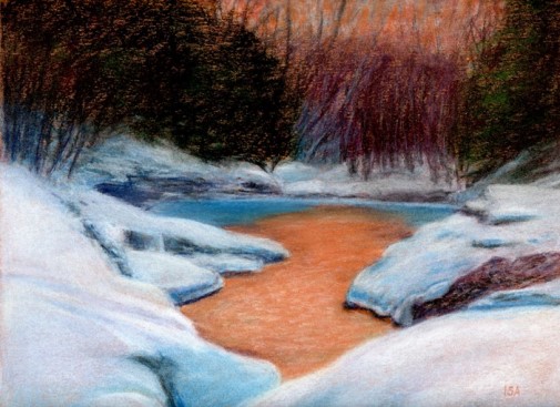 Winter Stream Sunset