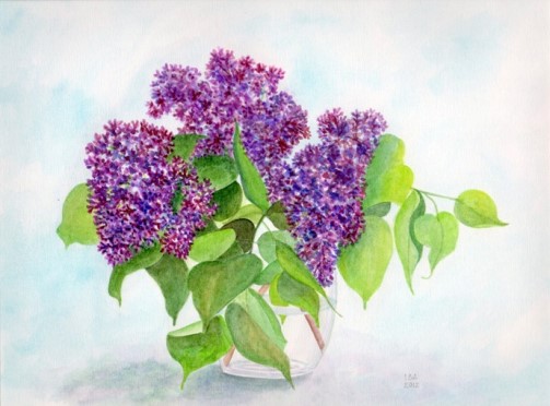 Lilacs on Blue